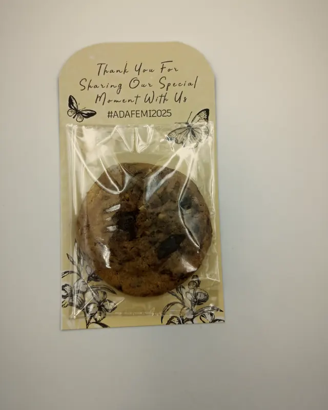 A Boxx65 Sweet Token cookie in a personalised thank-you sleeve